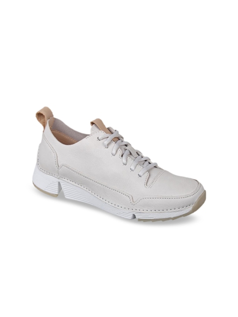 

Clarks Women Off-White Leather Sneakers