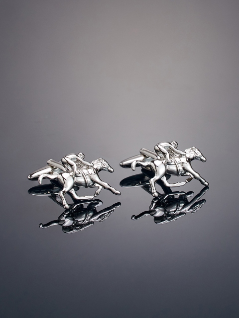 

shaze Silver-Plated Jockey-Shaped Cufflinks