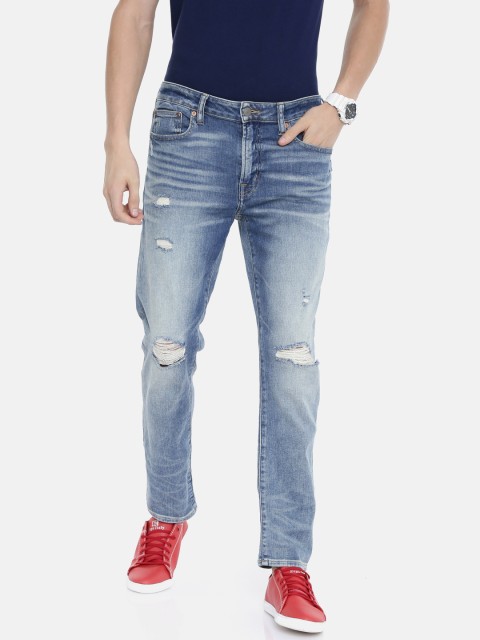 

AMERICAN EAGLE OUTFITTERS Men Blue Slim Fit Mid-Rise Highly Distressed Stretchable Jeans