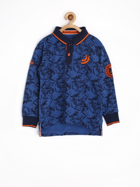 

Jn Joy Boys Blue Printed Polo T-shirt