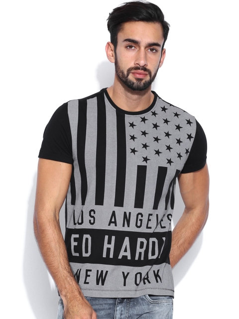

Ed Hardy Grey & Black Printed T-shirt