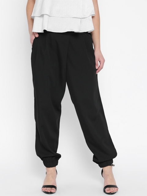 

United Colors of Benetton Women Black Solid Casual Pleated Trousers