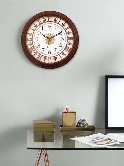 

eCraftIndia Brown Handcrafted Round Solid 33 cm Analogue Wall Clock