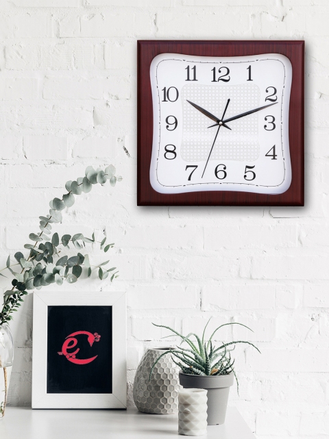 

eCraftIndia Brown Handcrafted Square Solid Analogue Wall Clock