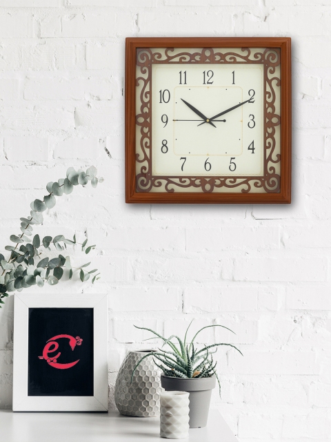 

eCraftIndia Beige Handcrafted Square Textured Analogue Wall Clock