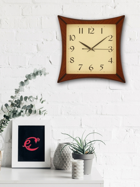 

eCraftIndia Brown Handcrafted Square Solid Analogue Wall Clock