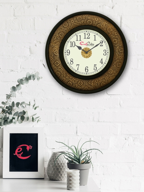

eCraftIndia Off-White Handcrafted Round Solid Analogue Wall Clock