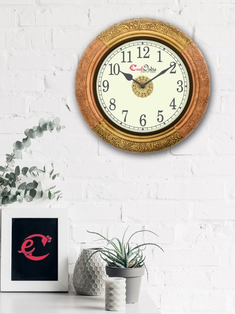 

eCraftIndia Gold-Toned Handcrafted Round Solid Analogue Wall Clock