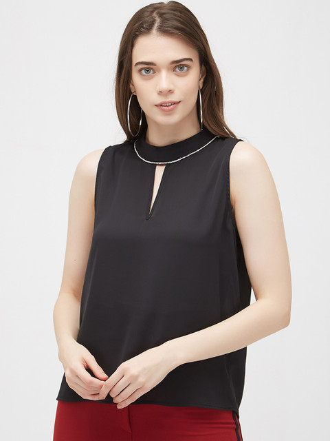 

bebe Women Black Solid A-Line Top