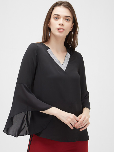 

bebe Women Black Solid A-Line Top