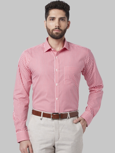 

Park Avenue Men Red Slim Fit Checked Formal Shirt