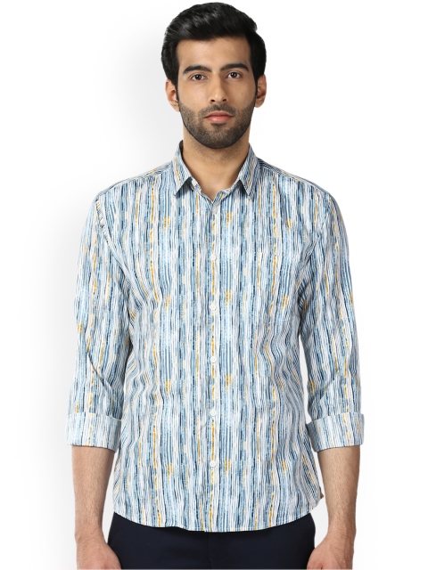 

Park Avenue Men Blue Slim Fit Striped Casual Shirt