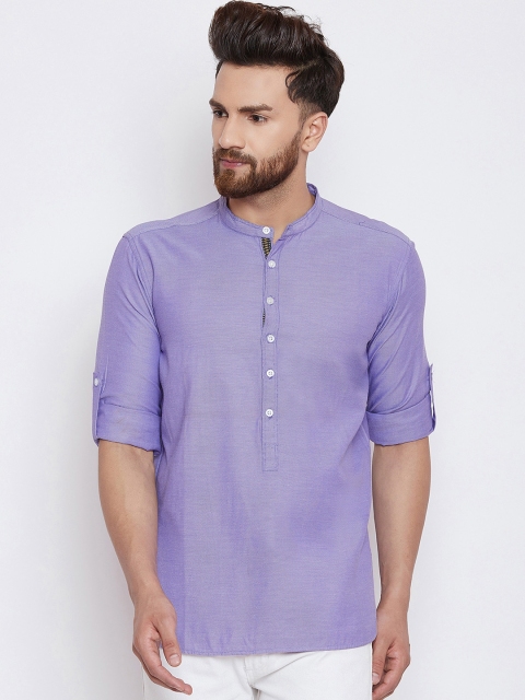 

even Men Purple Solid Straight Kurta