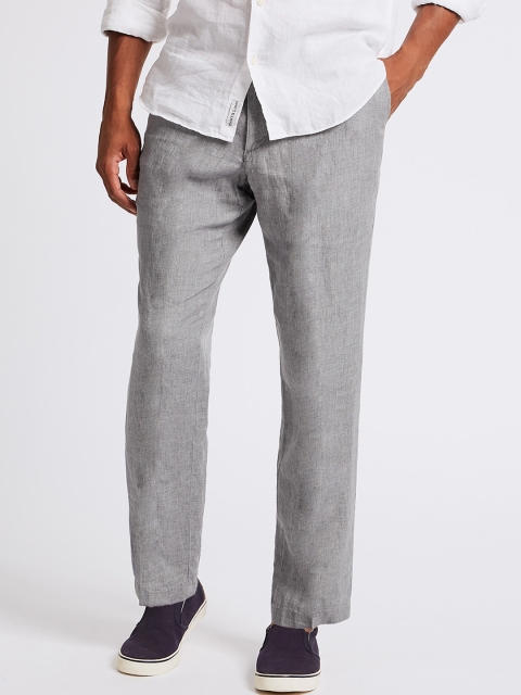 

Marks & Spencer Men Grey Straight Fit Solid Formal Trousers