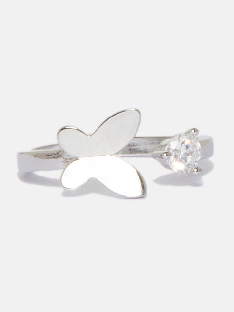 

Ferosh White Butterfly Stone-Studded Ring, Silver