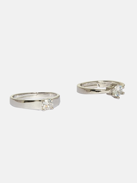 

Ferosh Unisex Silver-Toned Glorious Couple Rings