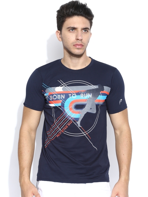 

Proline Active Navy Printed Pure Cotton T-shirt, Navy blue
