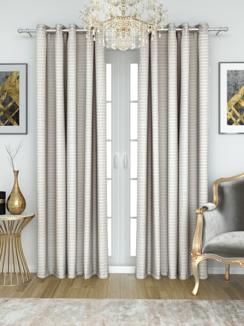 

Aura Off-White & Blue Single Jacquard Striped Sheer Long Door Curtain