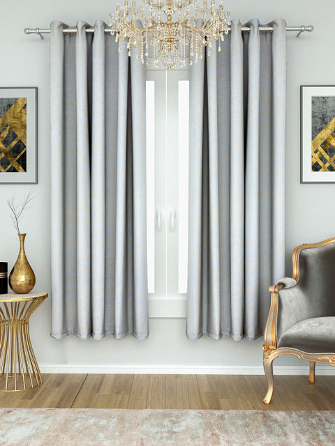 

Aura Blue & Beige Jacquard Single Window Curtain