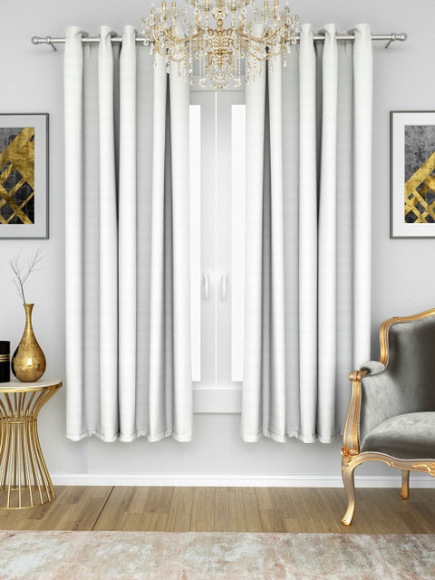 

Aura White Sheer Jacquard Self Striped Single Door Curtain