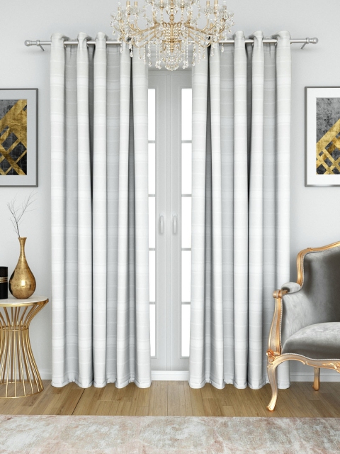 

Aura White Sheer Jacquard Self Striped Single Long Door Curtain
