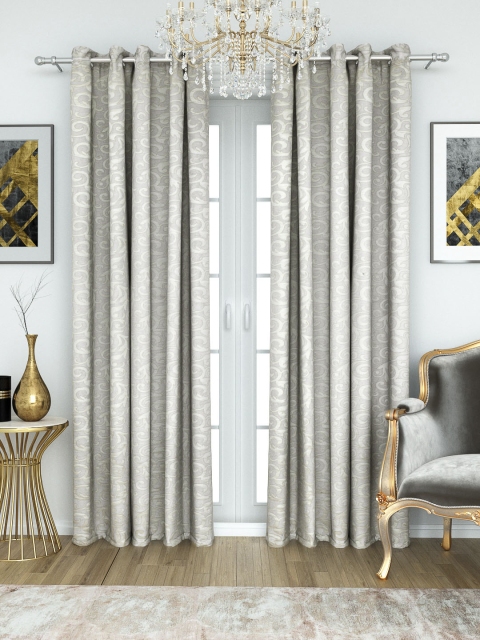 

Aura Off-White & Beige Embroidered Single Sheer Door Curtain