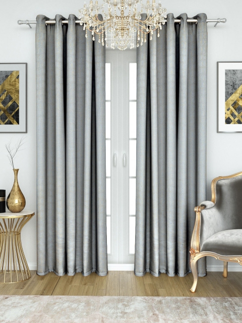 

Aura Blue & Beige Jacquard Single Long Door Curtain