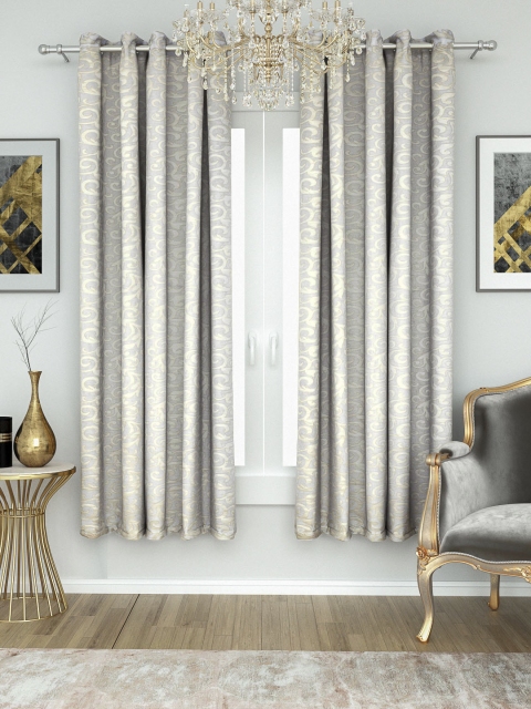 

Aura White & Gold-Toned Embroidered Sheer Single Window Curtain