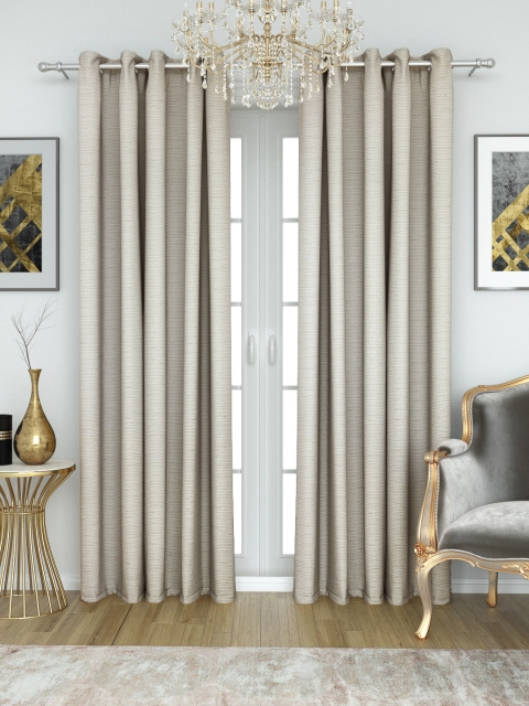

Aura Beige Single Jacquard Striped Sheer Door Curtain