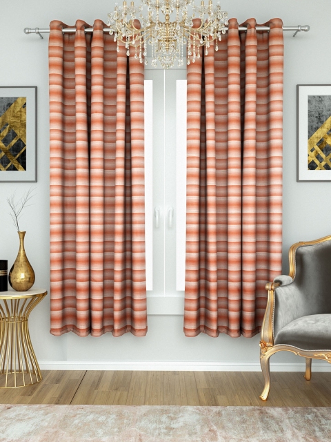 

Aura Rust Brown & White Sheer Jacquard Self Striped Single Window Curtain