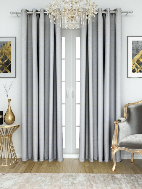 

Aura Blue & Beige Jacquard Single Long Door Curtain