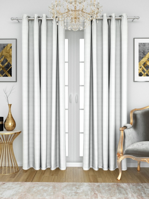 

Aura White Sheer Jacquard Self Striped Single Long Door Curtain