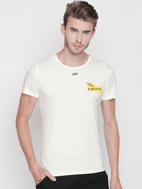 

BLACK BUCK Men White Printed Round Neck T-shirt