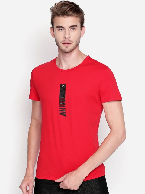 

BLACK BUCK Men Red Printed Round Neck T-shirt