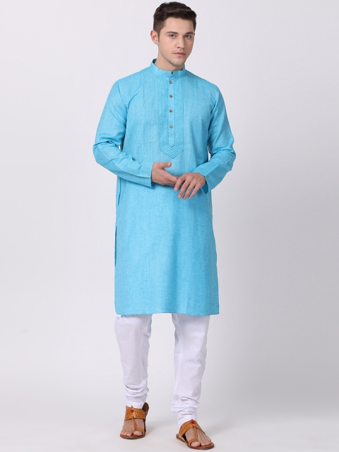 

TABARD Men Blue Solid Straight Kurta