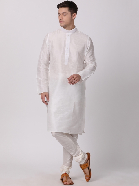 

TABARD Men White Solid Straight Kurta