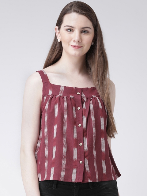 

pinwheel Women Maroon Striped Top