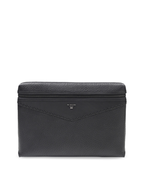 

Da Milano Unisex Black Solid Leather Laptop Sleeve