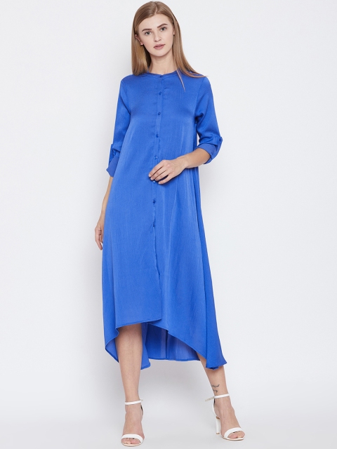 

Ruhaans Women Blue Solid Shirt Dress