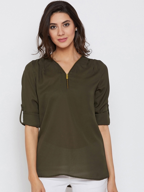 

Ruhaans Women Green Solid Top