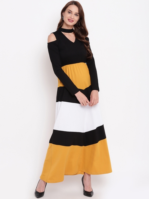 

Texco Women Mustard Colourblocked Maxi Dress