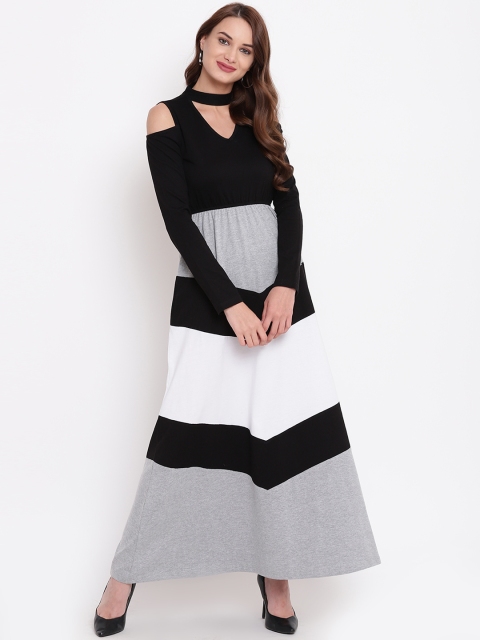 

Texco Women Grey & Black Colourblocked Maxi Dress