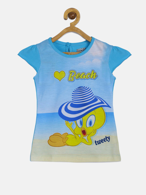 

Eteenz Girls Blue Printed T-Shirt Dress