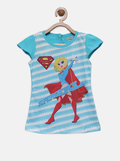 

Eteenz Girls Turquoise Blue Printed A-Line Dress