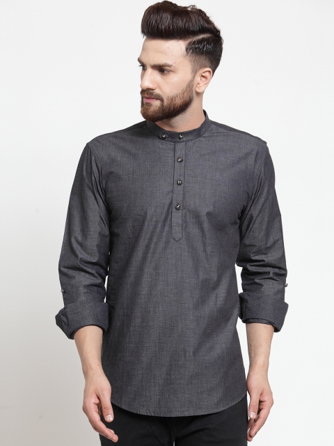 

WESTCLO Men Grey Solid Straight Kurta