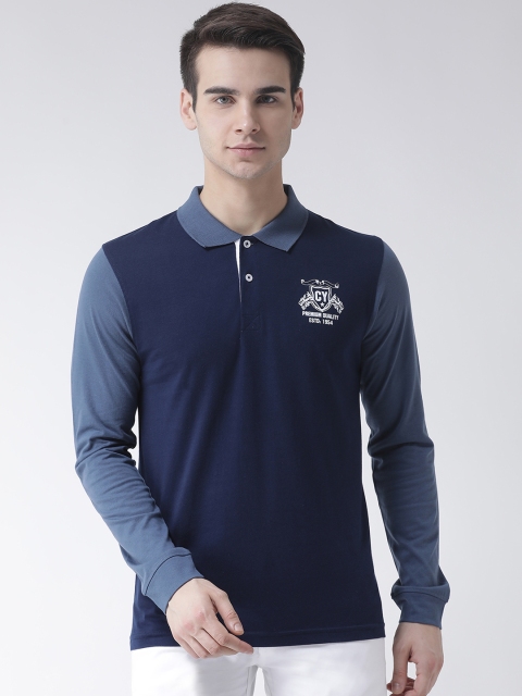 

Club York Men Blue Solid Polo Collar T-shirt