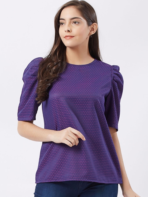 

Fusion Beats Women Purple Self Design A-Line Top
