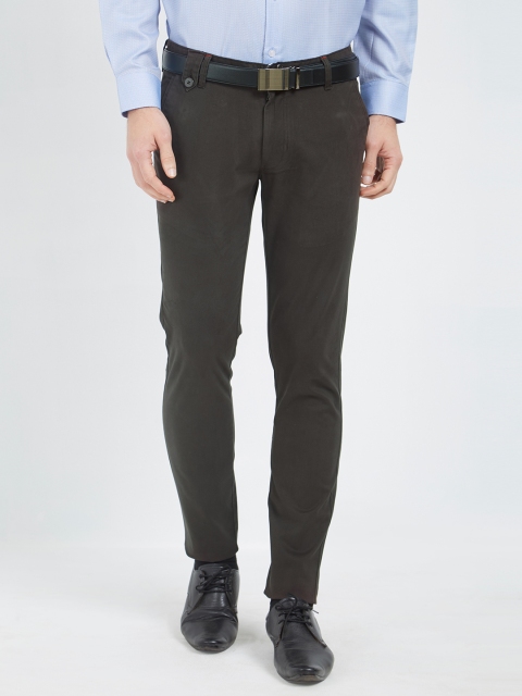 

Solemio Men Brown Slim Fit Solid Formal Trousers