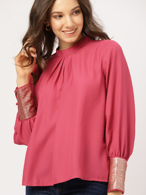 

DressBerry Women Pink Solid Regular Top