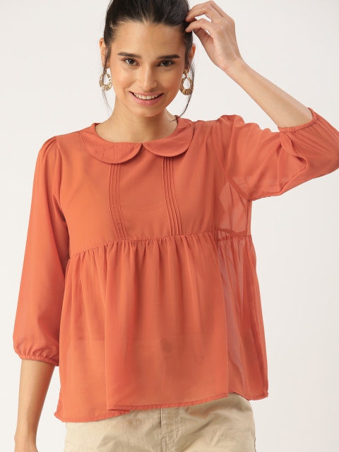 

DressBerry Women Rust Solid Empire Top